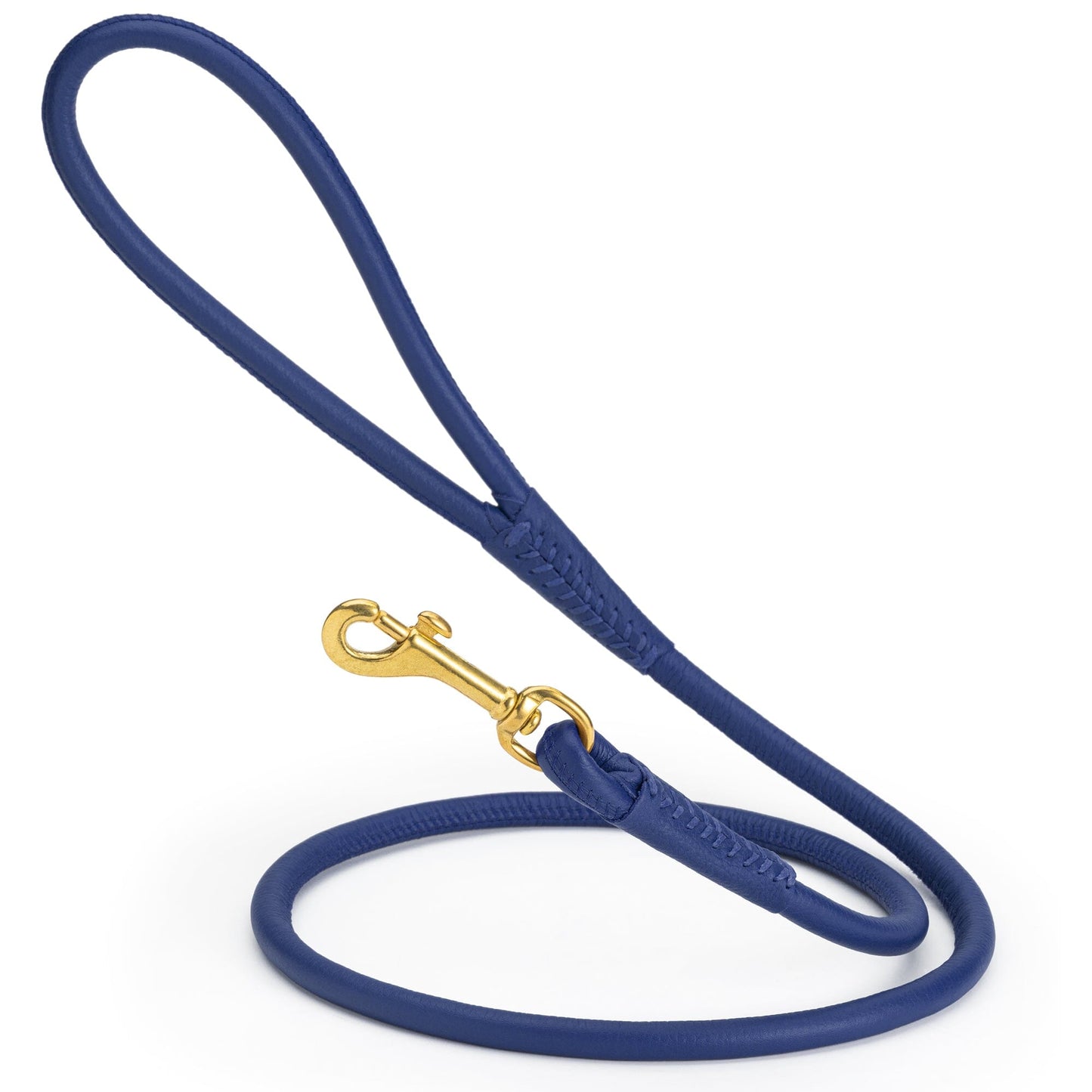 Rolled Leather Dog Leash with Brass Snap Hook