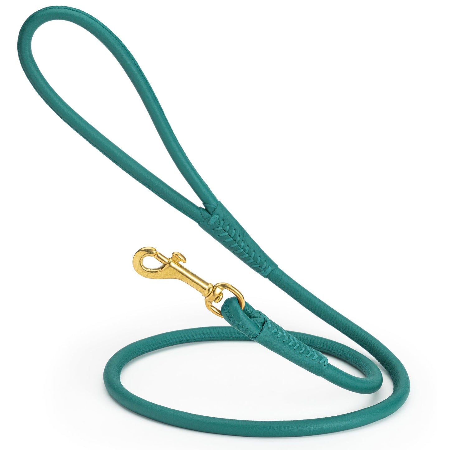 Rolled Leather Dog Leash with Brass Snap Hook