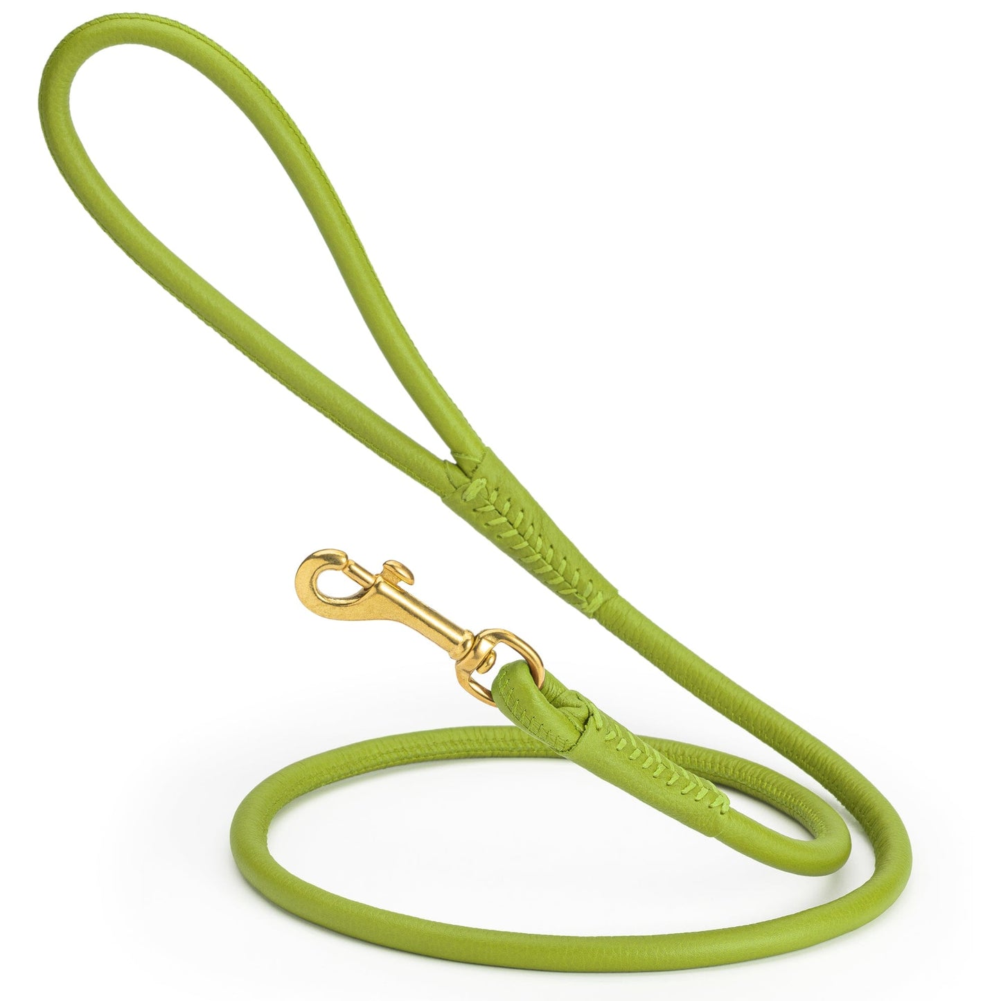Rolled Leather Dog Leash with Brass Snap Hook