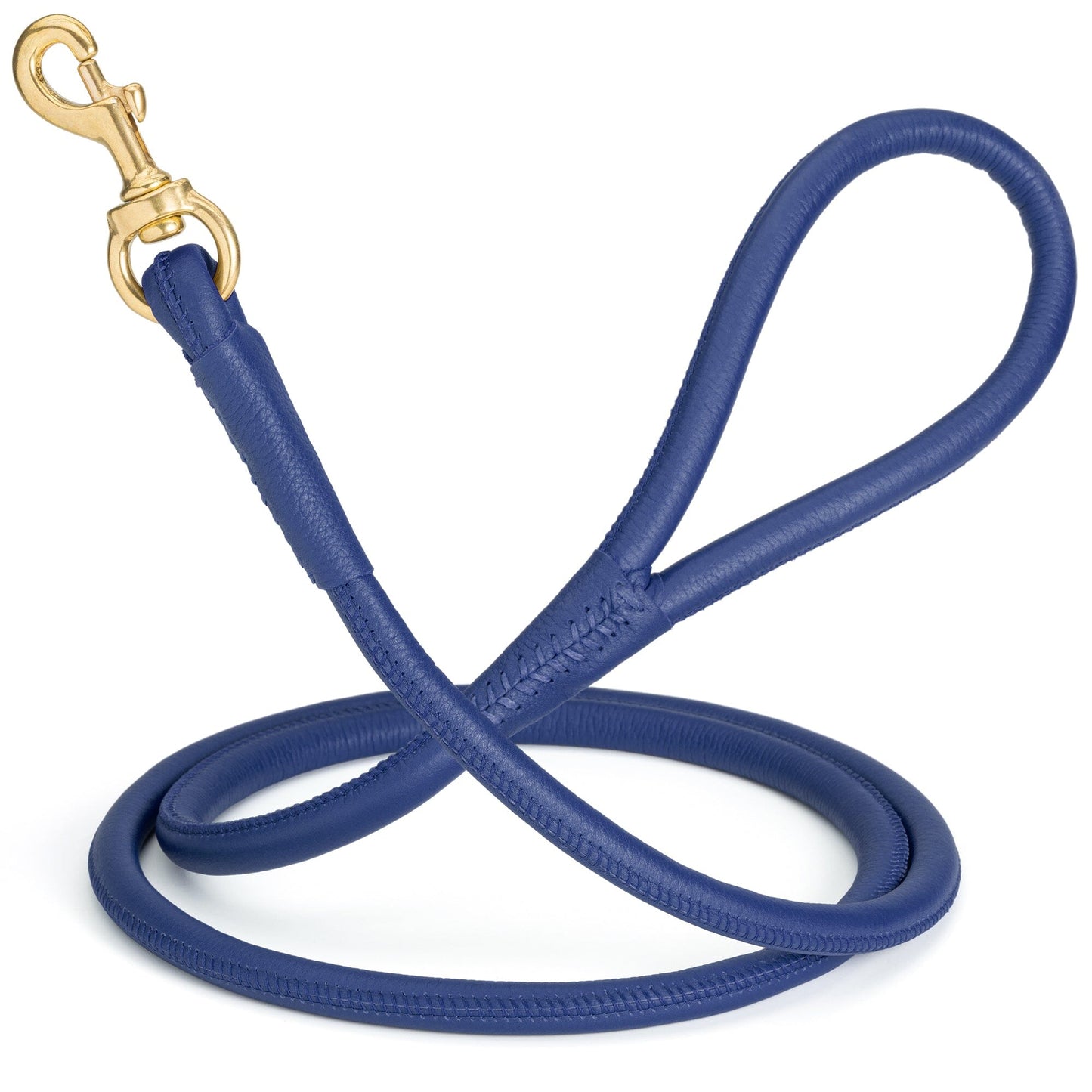 Rolled Leather Dog Leash with Brass Snap Hook