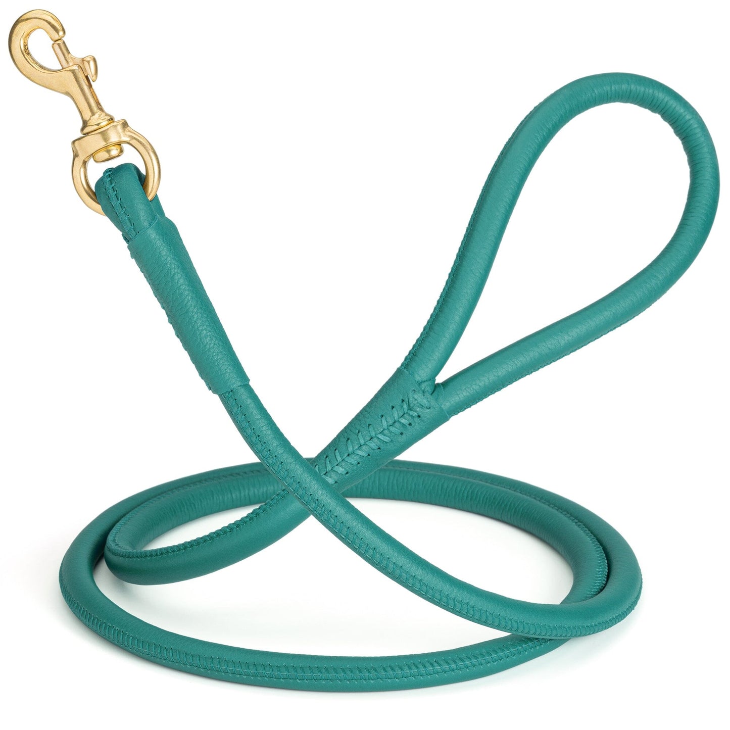 Rolled Leather Dog Leash with Brass Snap Hook