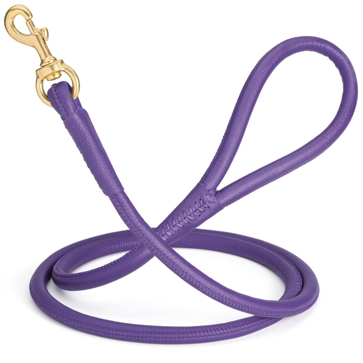 Rolled Leather Dog Leash with Brass Snap Hook