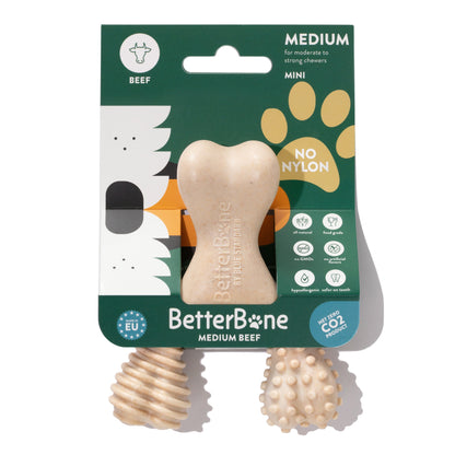 BetterBone Moderate dog chew toy made of natural eco-friendly material, designed for durable dog play and chewing.