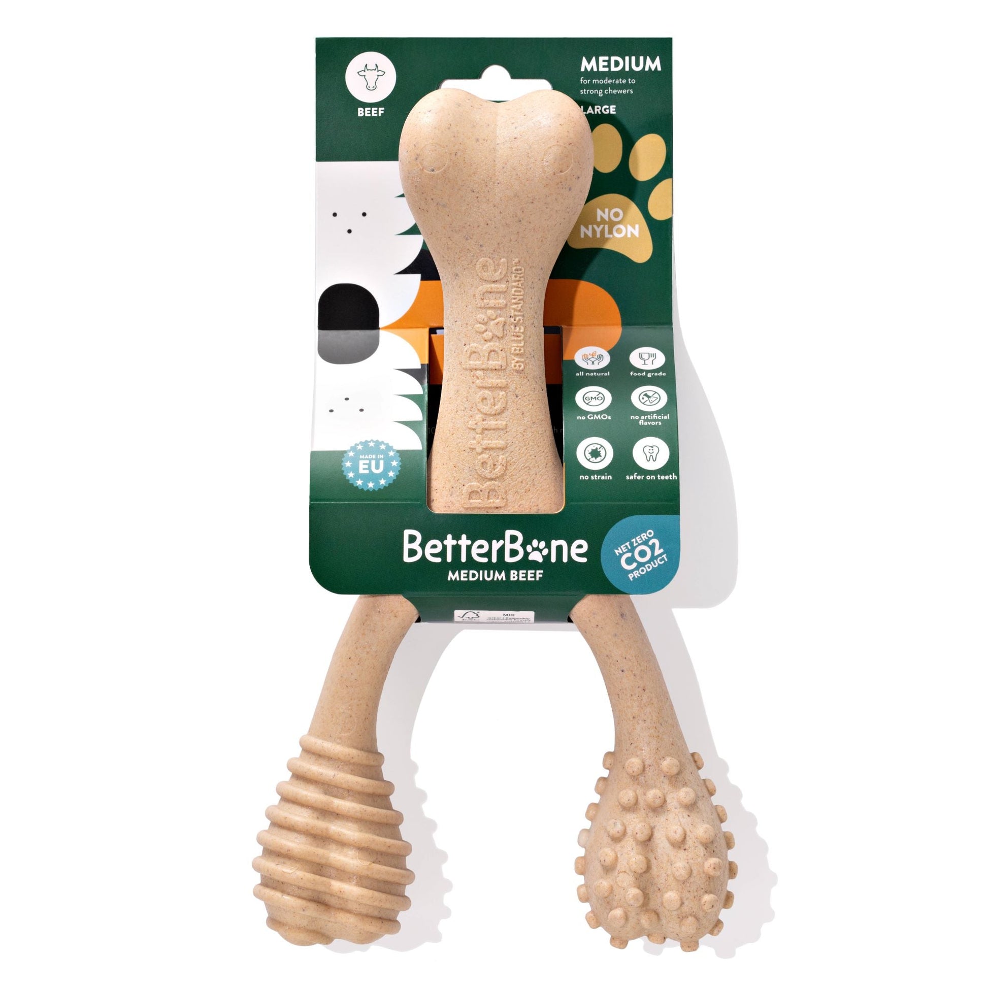 Large medium beef BetterBone Moderate chew dog toy from BetterBone All Natural Eco-Friendly Dog Chews & Bones, designed for durable play.