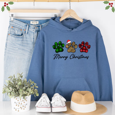 Merry Christmas Dogs Paws Unisex Hoodie