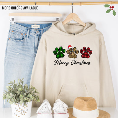 Merry Christmas Dogs Paws Unisex Hoodie