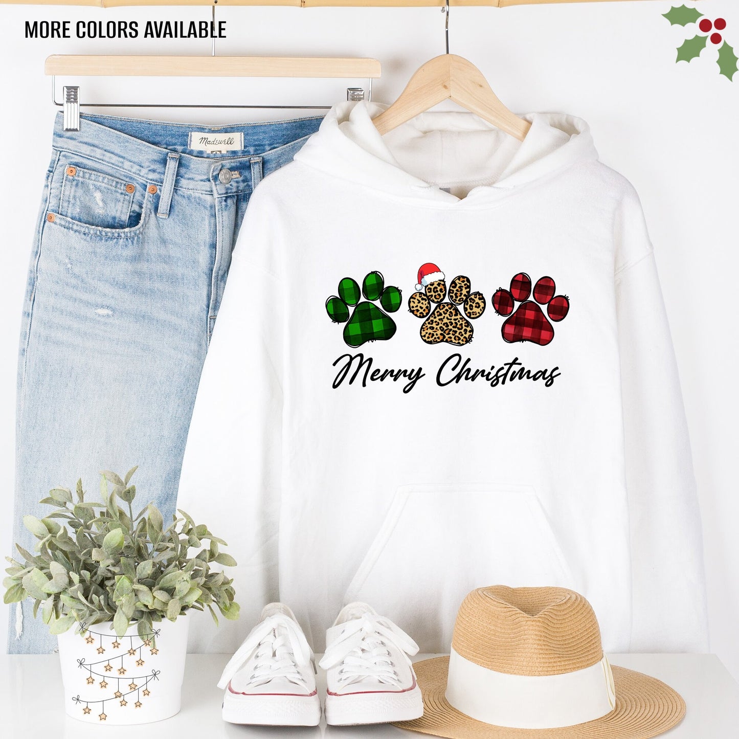 Merry Christmas Dogs Paws Unisex Hoodie