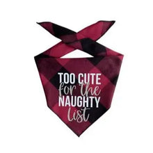 Naughty List Christmas Bandana | Holiday Bandana | LUXE Red Flannel Reversible Bandana Hunter K9