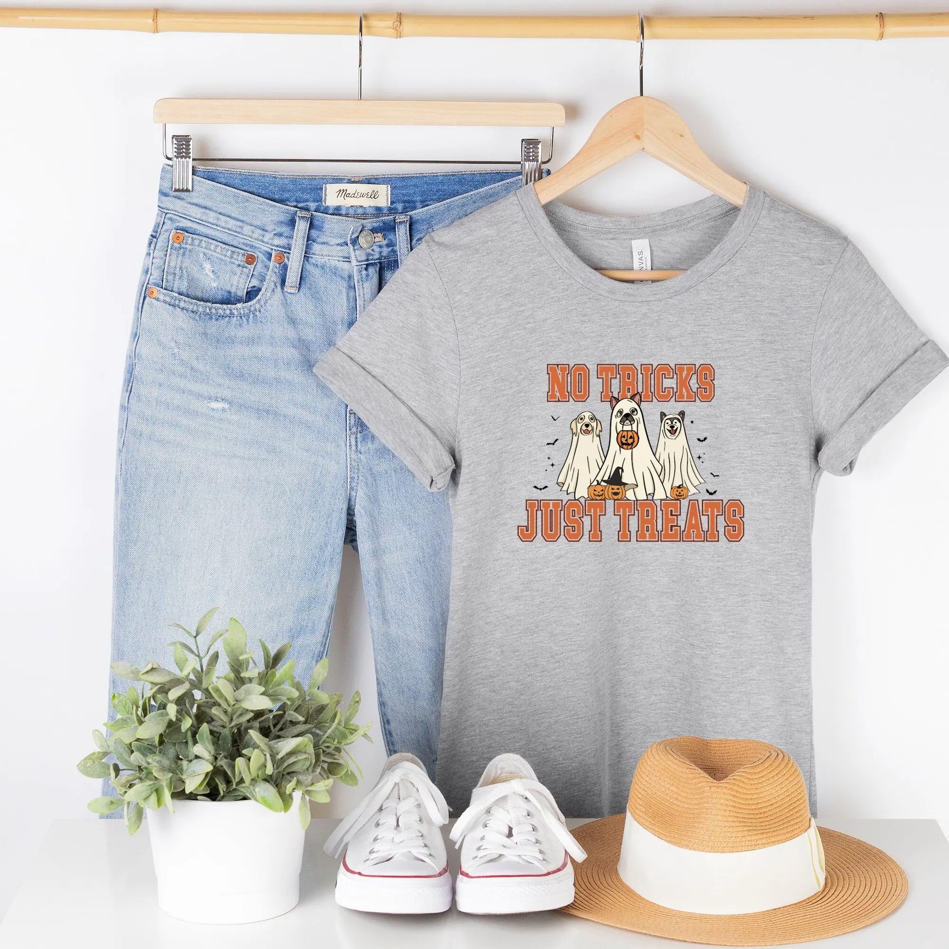 No Tricks Just Treats Dog Ghosts T-Shirt Hunter K9