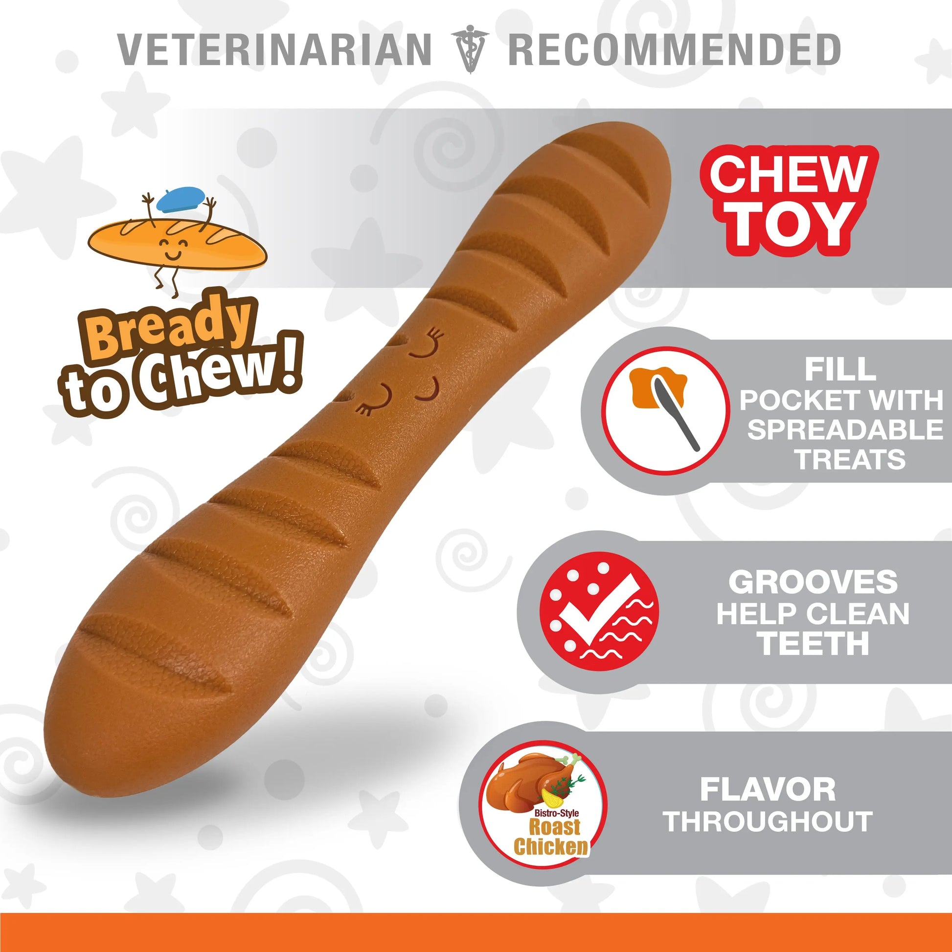 Nylabone Power Chew Baguette Dog Toy Chicken 1ea/Large/Giant - Up To 50 lb Nylabone