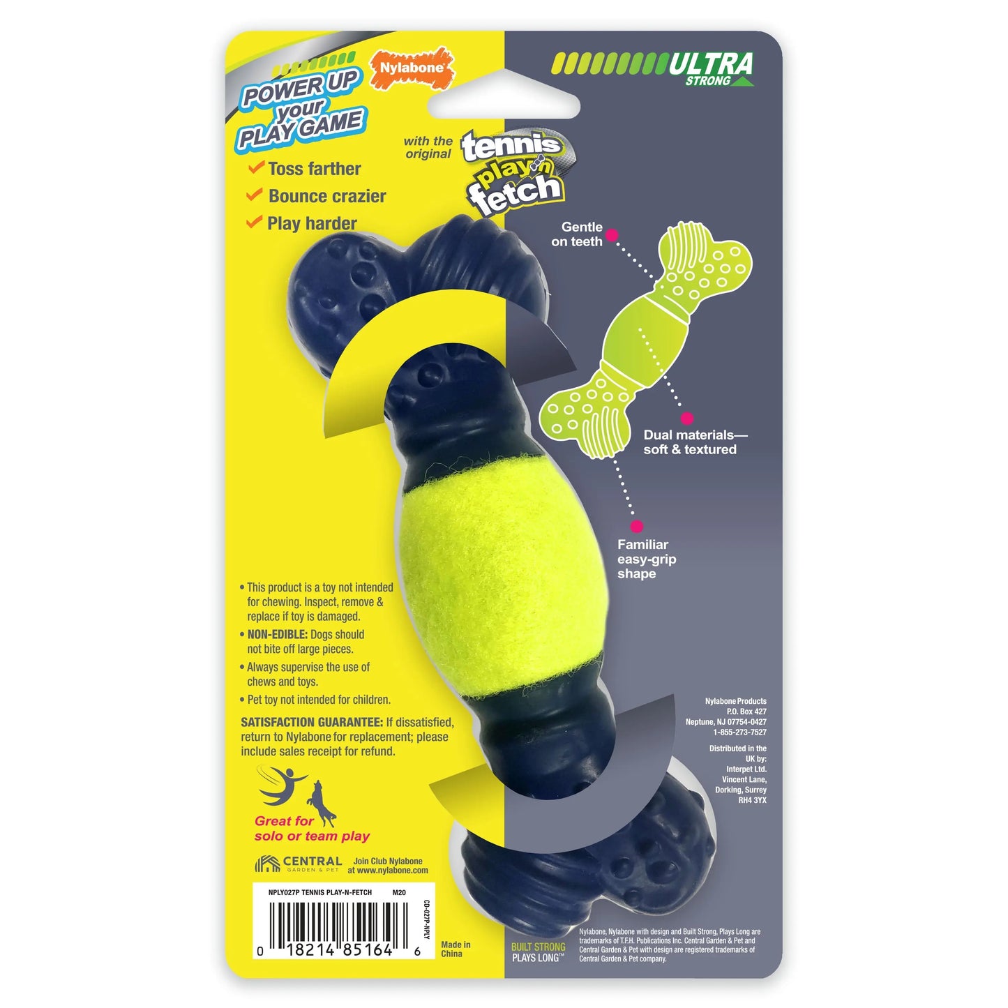 Nylabone Power Play Tennis Play 'n Fetch Interactive Dog Toy 1ea Nylabone