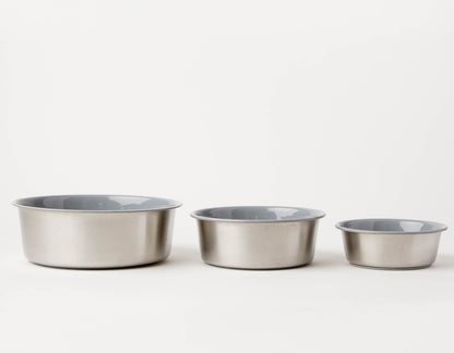 Slow Feeder Dog Bowl Grey - Anti Slip Stainless Steel
