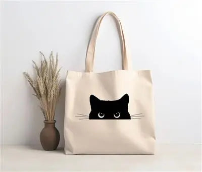 Peeking Cat Lightweight Canvas Tote Bark & Beyond