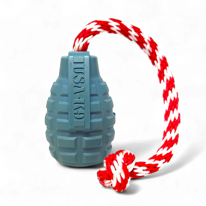 USA-K9 Grenade Rubber Dog Toy - Chew, Treat Dispenser & Tug Toy | USA