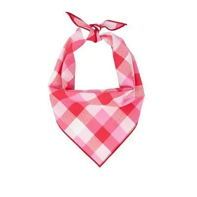 Pink & Red Plaid Dog Bandana.