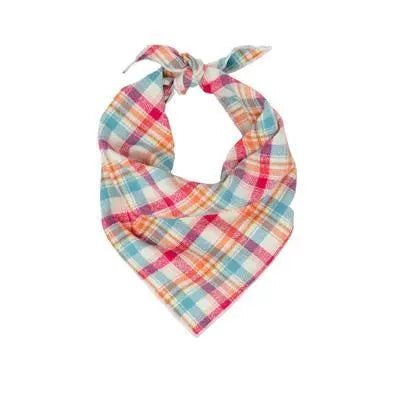 Pink, Blue Buttery Soft Flannel Dog Bandana.