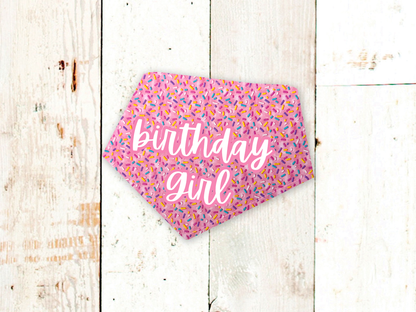 "Birthday Girl" Pink Sprinkles Dog Bandana