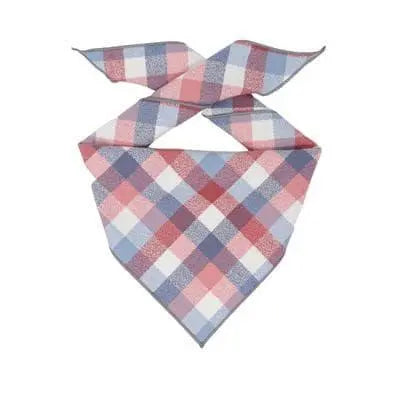 Plaid Flannel Blue & Red Dog Bandana.