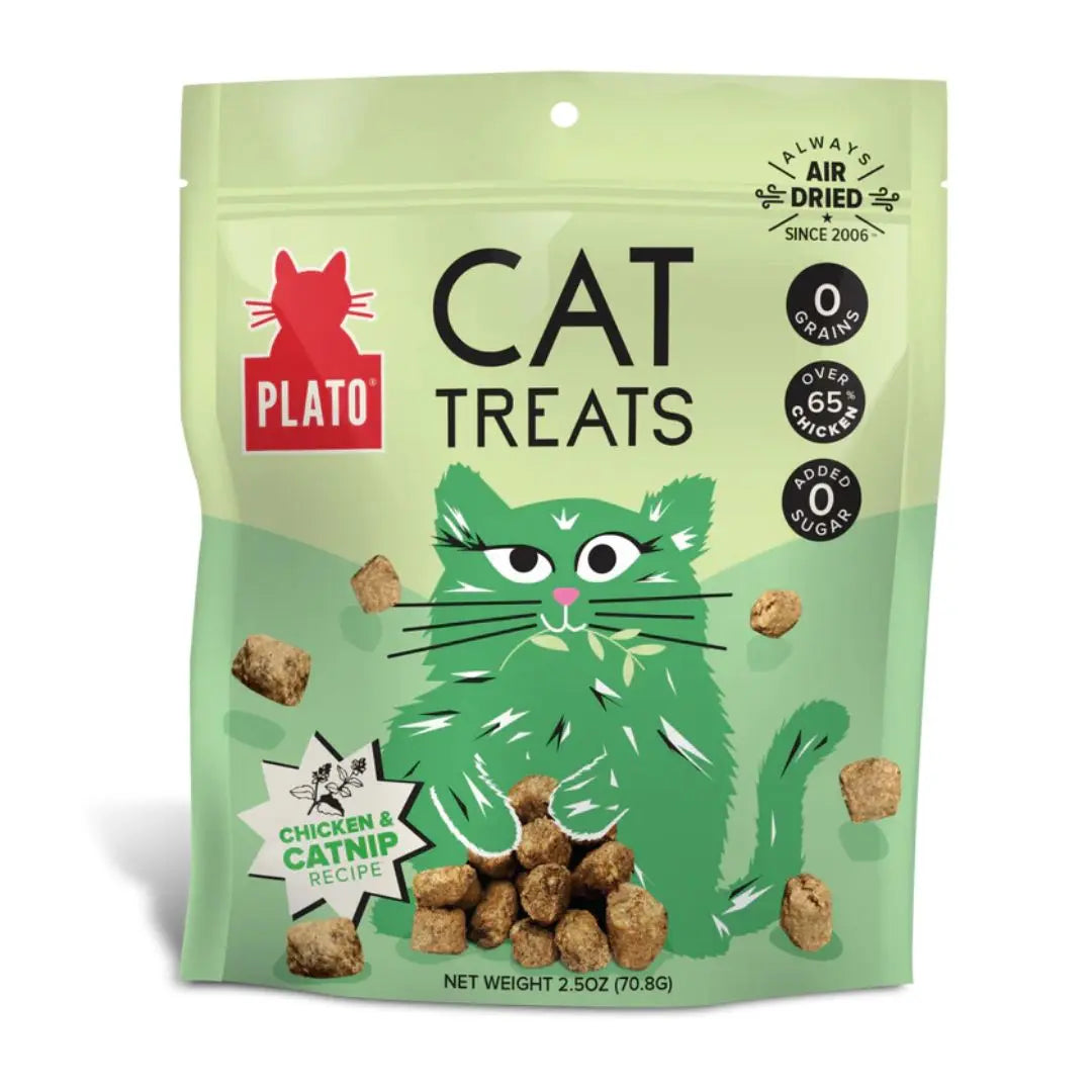 Plato Cat Grain Free Air Dried Treat Chicken Catnip 2.5Oz Plato Pet Treats