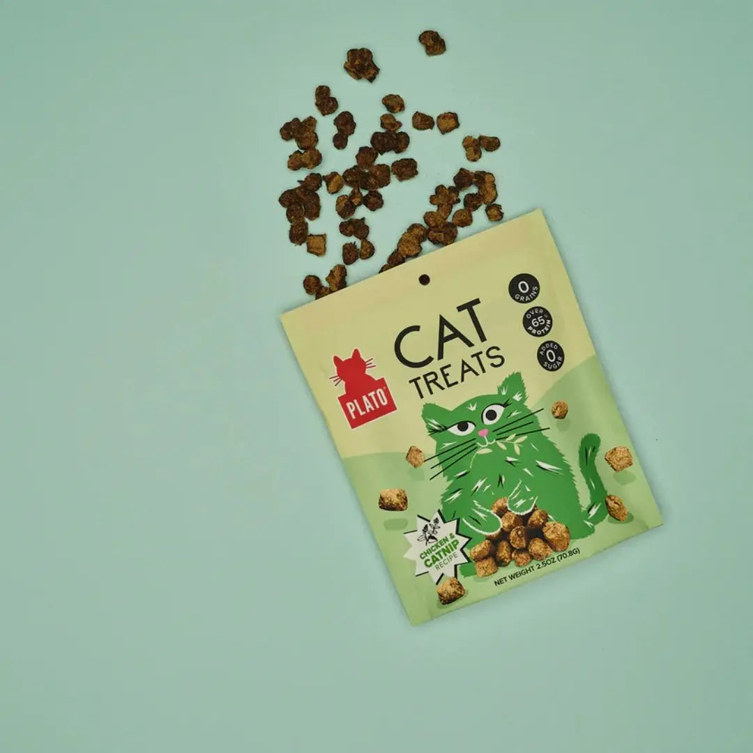 Plato Cat Grain Free Air Dried Treat Chicken Catnip 2.5Oz Plato Pet Treats