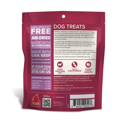 Plato Dog Jerky Beef With Mushroom 7Oz Plato Pet Treats