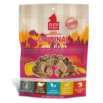 Plato Dog Strp Grain Free Turkey Sweet Potato 18oz. Plato Pet Treats