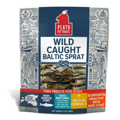 Plato Dog Treats Wild Caught Baltic Sprat 3oz. Plato Pet Treats