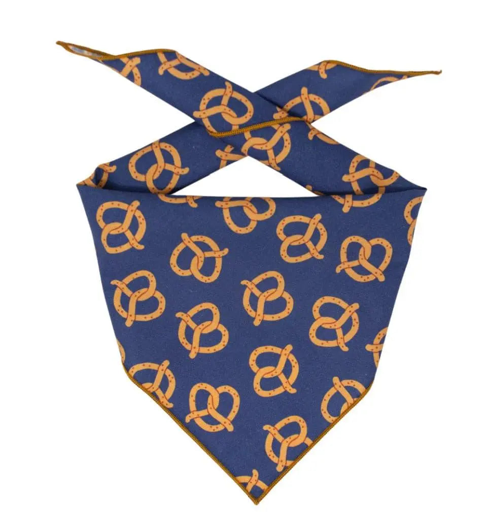 Navy Pretzel Dog Bandana.