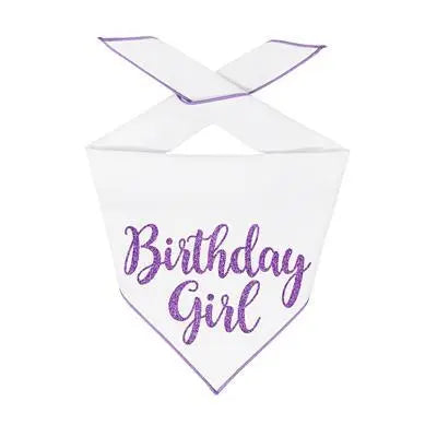 Purple Birthday Girl Dog Bandana.