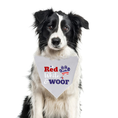 Patriotic Dog Bandana – Red, White & Woof Grey | High Quality Cotton
