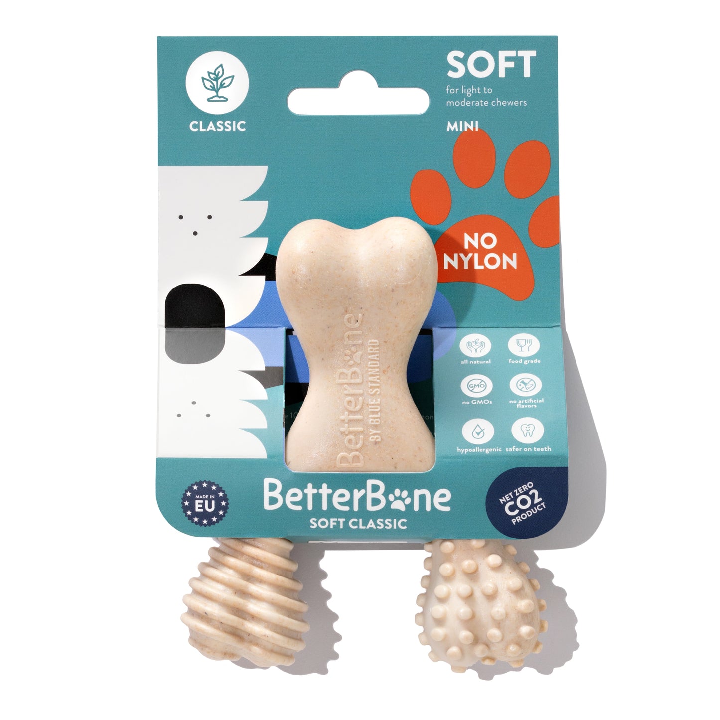 BetterBone LIGHT Chew Toy for dogs, eco-friendly all-natural dog toy with a soft, classic mini design for gentle chewing.