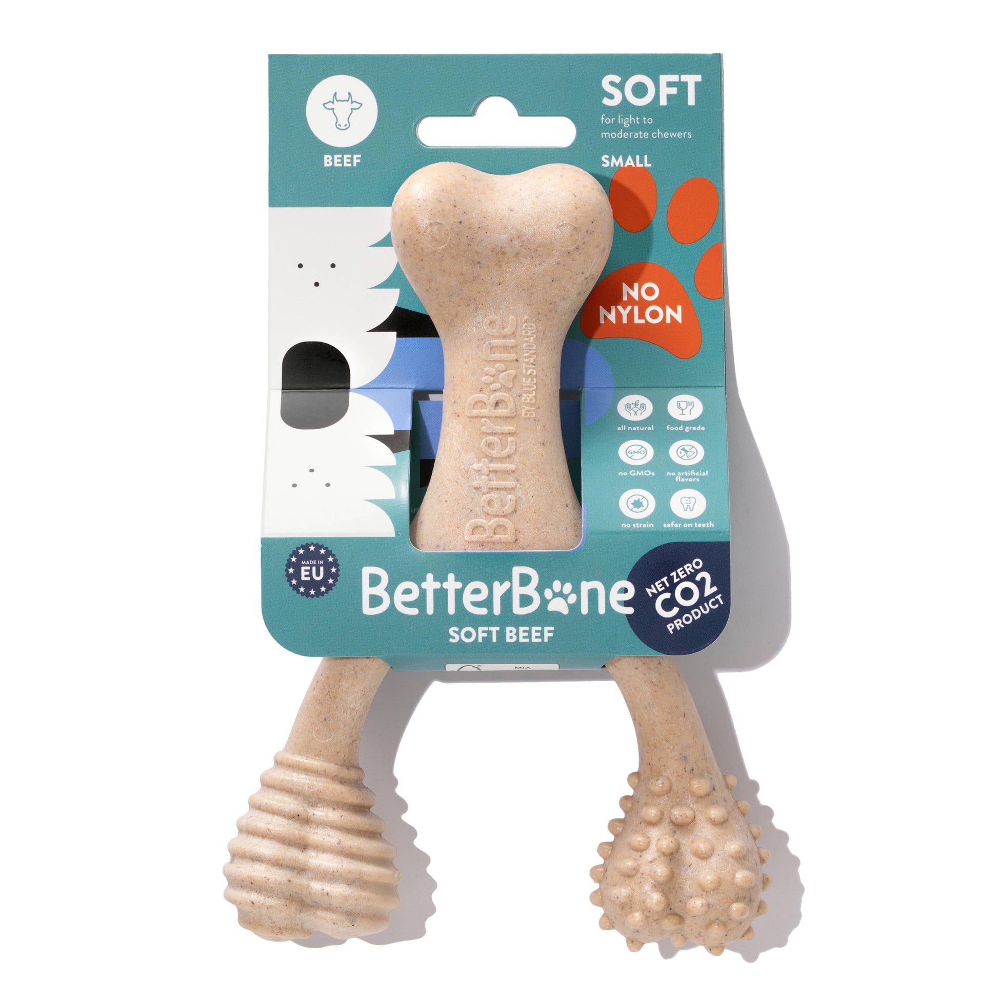 BetterBone LIGHT Chew Toy for dogs, small soft beef flavor, eco-friendly and natural dog toy from BetterBone All Natural Chews.