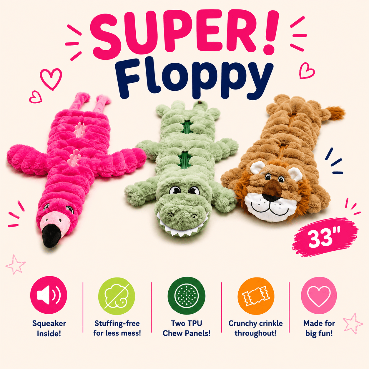33" SUPER! Floppy Dog Toy
