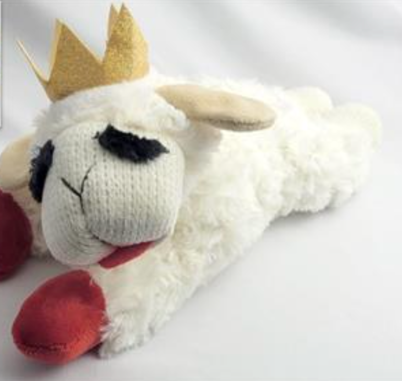 Multipet Lamb Chop with Crown Medium 10.5" Plush Dog Toy