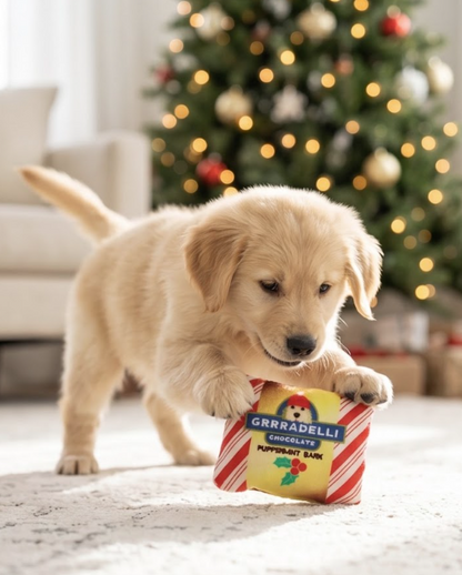Snuggly Cup Holiday Ivory & Grrradelli Bark Square | Christmas Plush Dog Toys