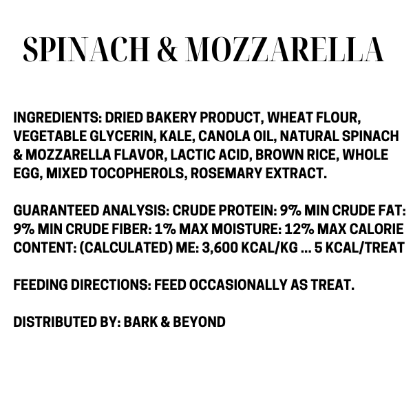 Bark & Beyond Spinach & Mozzarella Bites Dog Treats 8 oz