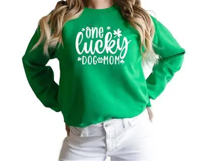 St. Patrick's Day One Lucky Dog Mom Sweatshirt Hunter K9