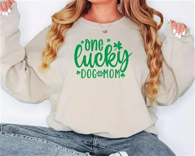 St. Patrick's Day One Lucky Dog Mom Sweatshirt Hunter K9