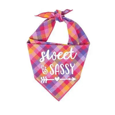 Sweet & Sassy Pink Flannel Plaid Dog Bandana.