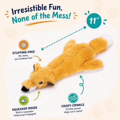 Crinkle Critters Stuffing-Free Dog Toy with Squeaker