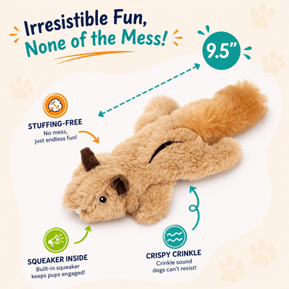 Crinkle Critters Stuffing-Free Dog Toy with Squeaker