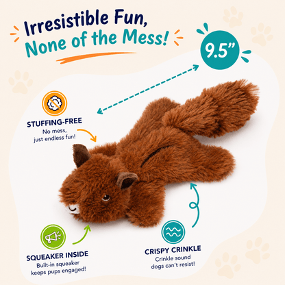 Crinkle Critters Stuffing-Free Dog Toy with Squeaker