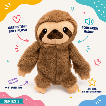 9.5" Sloth Crinkle Dog Toy with Squeaker