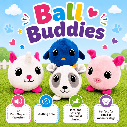 4" Ball Buddy Dog Toy with Ball-Shaped Squeaker