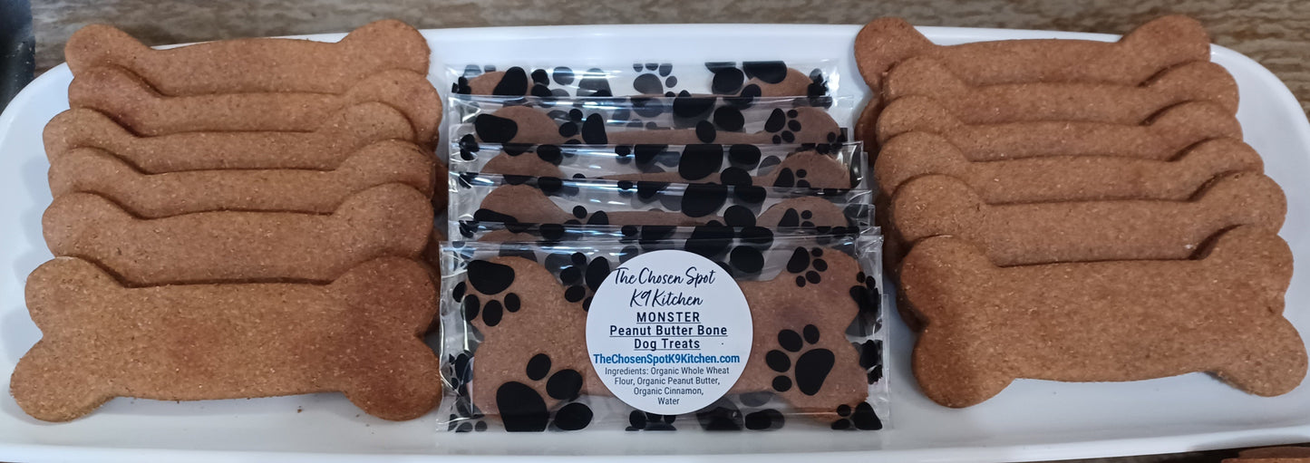 MONSTER Peanut Butter Bone 🦴 Handmade Organic Dog Treat