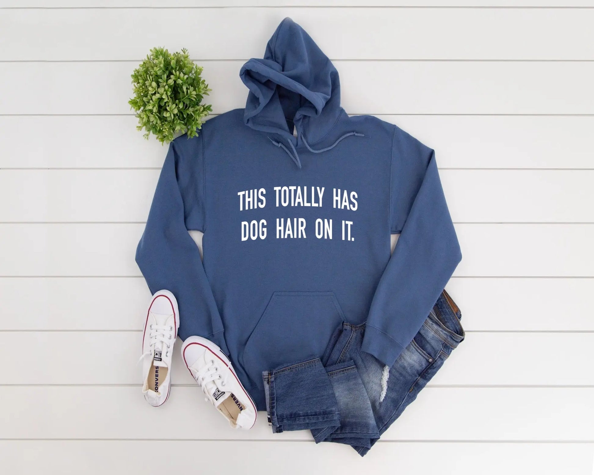 This Totally Has Dog Hair on It Adult Unisex Indigo Blue Hoodie Hunter K9