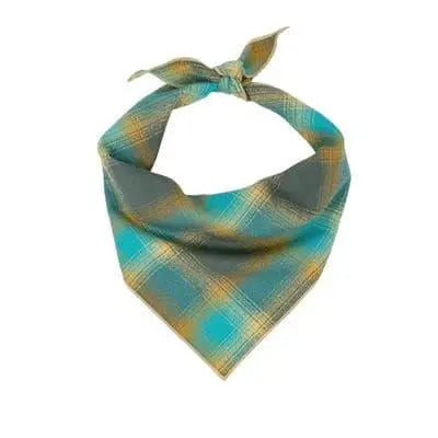 Turquoise Plaid Dog Bandana.