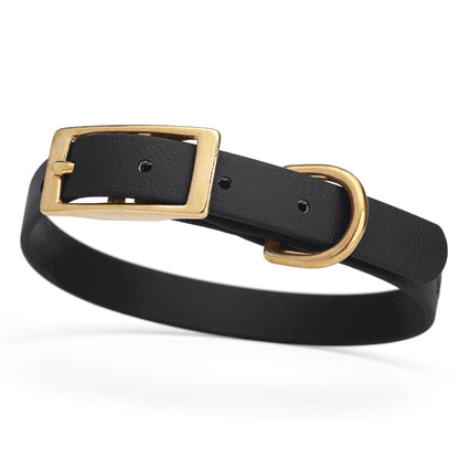 BioThane Waterproof Dog Collar - XS: L 12"-15" x W 5/8" - Black OR Brass Hardware