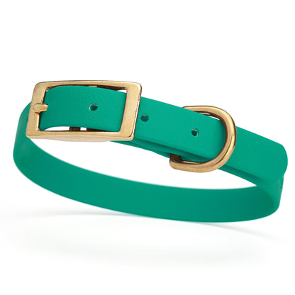 BioThane Waterproof Dog Collar - XS: L 12"-15" x W 5/8" - Black OR Brass Hardware