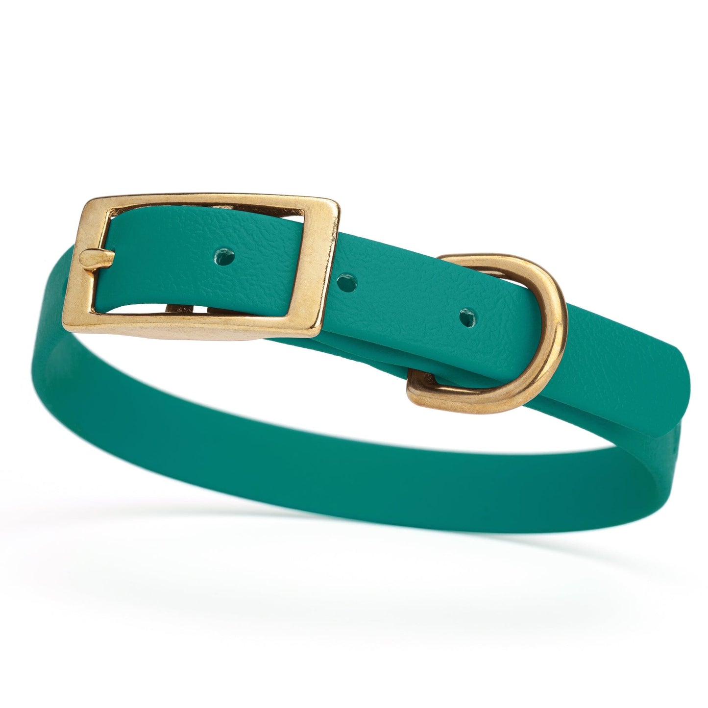 BioThane Waterproof Dog Collar - XS: L 12"-15" x W 5/8" - Black OR Brass Hardware